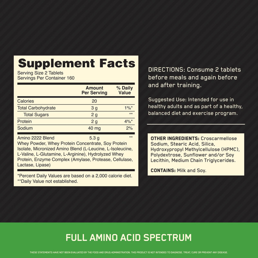 Optimum nutrition Superior Amino 2222, 320 Tablets