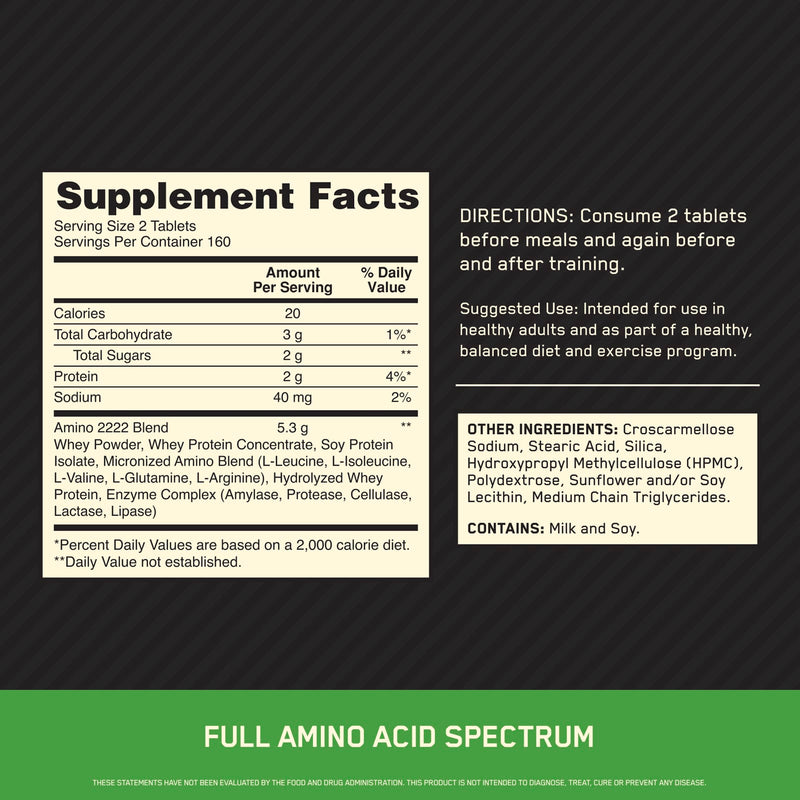 Optimum nutrition Superior Amino 2222, 320 Tablets