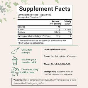 Micro Ingredients Marine Collagen Protein Powder, 37 Servings Per Pack
