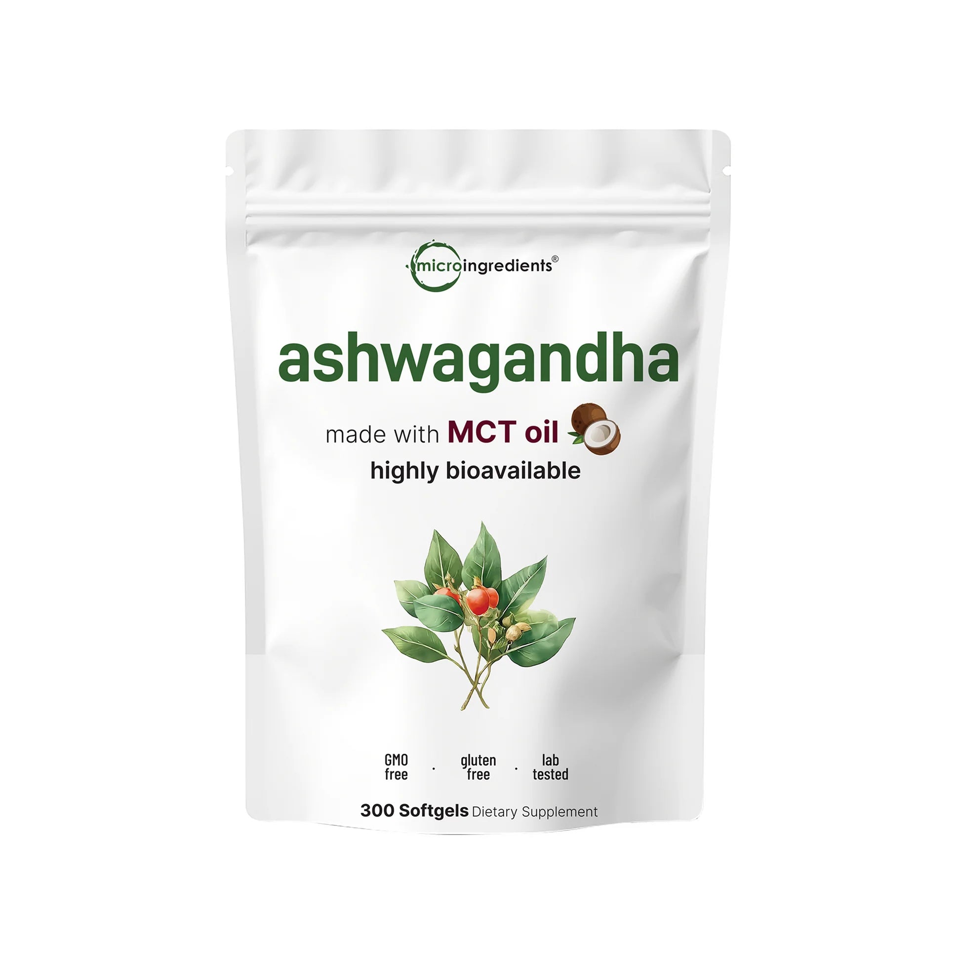 Micro Ingredients Ashwagandha + Black Pepper Extract with MCT Oil Softgels